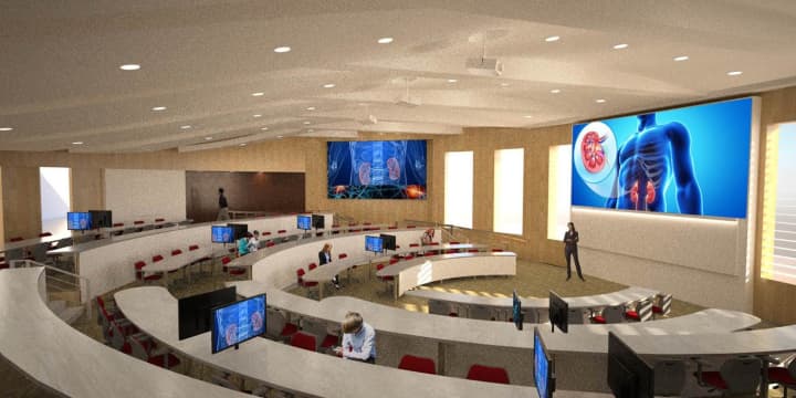 Rendering of Sacred Heart University&#x27;s New Center for Healthcare Education which will house the Colleges of Healthcare Professions and Nursing. 