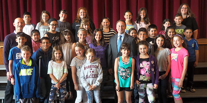 Preston Elementary students pose with County Executive Rob Astorino after the meeting.