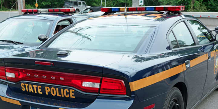 State police arrested a man after a routine traffic stop led to a foot chase along Westchester Avenue in the town of Harrison on Wednesday afternoon.