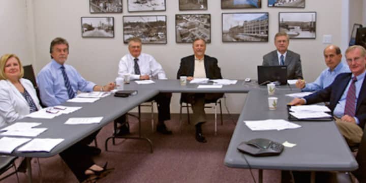 The Shelton Economic Development Corp.’s Executive Committee. James Ryan, at center, is retiring as president in July. 
