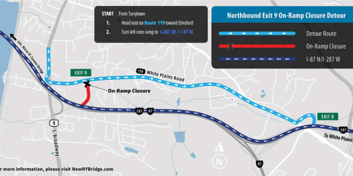 Tappan Zee Constructors is scheduled to realign the northbound New York State Thruway (I-87/I-287) traffic lanes near the Governor Mario M. Cuomo Bridge next week.