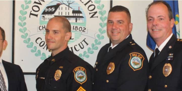 Two members of the Wilton Police Department celebrated their promotions during a ceremony on Monday.