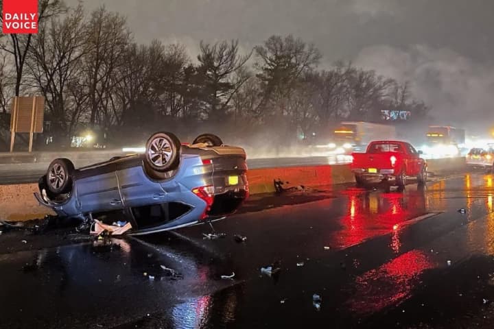SUV Rolls In Route 80 Pileup