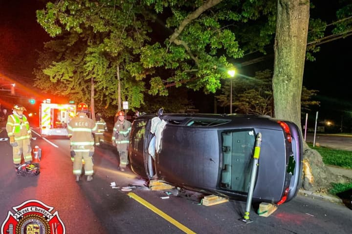 Driver Freed From Overturned Car In West Chester