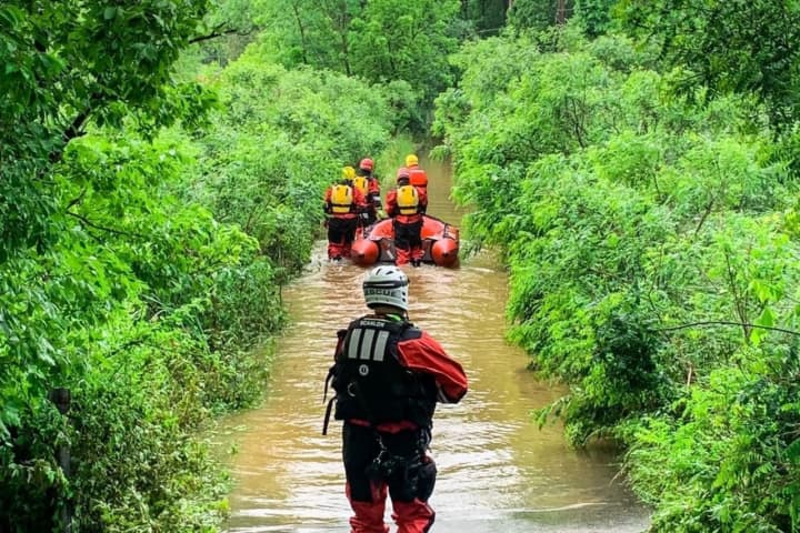West Chester Fire Crews Rescue Man Trapped In Flood Water