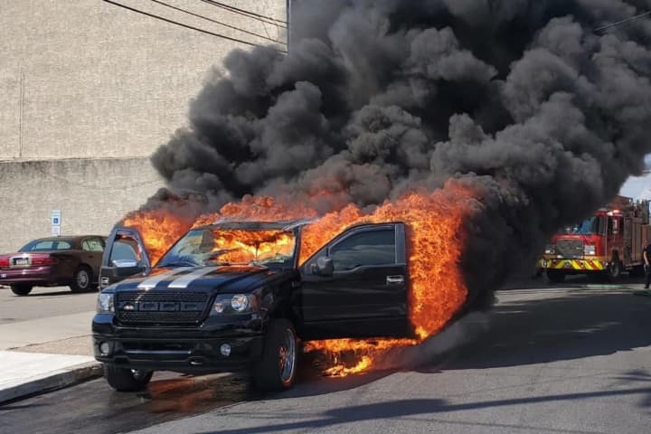 Crews Extinguish Pickup Truck Fire In Norristown