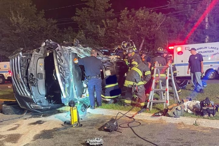 Firefighters Free Driver In Franklin Lakes Rollover