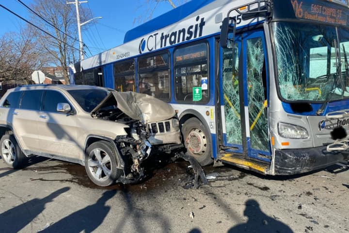 Five Hospitalized After Crash Between Jeep, Bus In East Haven