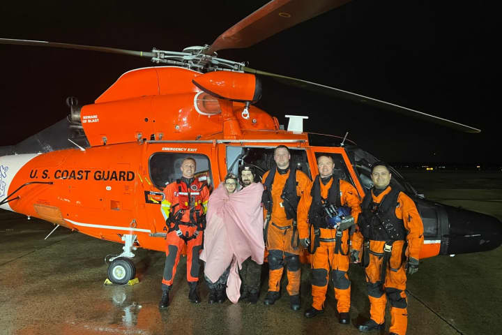 Video Shows Coast Guard Helicopter Rescue Of Stranded Jersey Shore Mariners