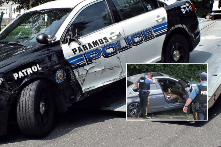 Two Police Cars, Stolen Sedan Towed Following Paramus Labor Day Pursuit, Crash