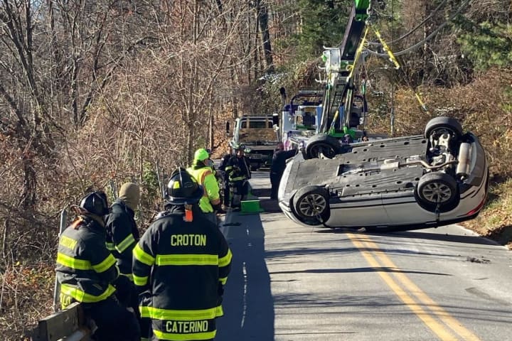 Vehicle Rolls Over In Northern Westchester, Driver Emerges Unscathed