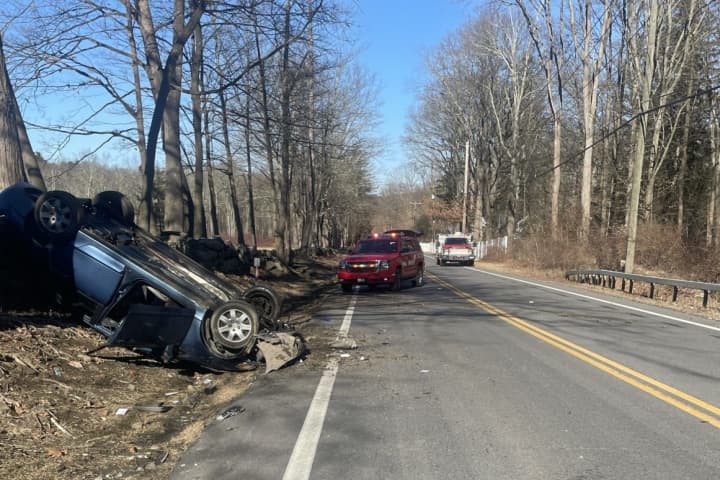 Person Hospitalized After Rescue From Rolled-Over Vehicle In Hudson Valley