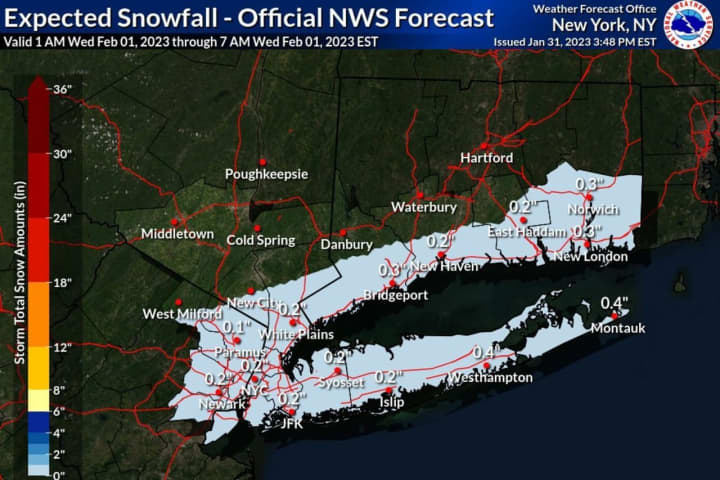 These Areas Could See Light Snow Accumulation Overnight