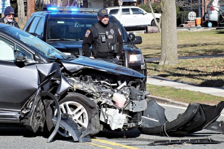 Driver OK, But Not Car That Slammed Into Utility Pole In Fair Lawn