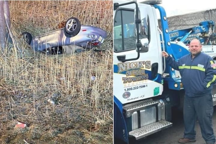HERO: Tow Truck Driver Comes To Rescue Of Driver Whose Ragtop Rolled Into Rutherford Weeds