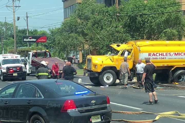 UPDATE: Tanker Rollover Closes Northbound Route 17 In Hasbrouck Heights