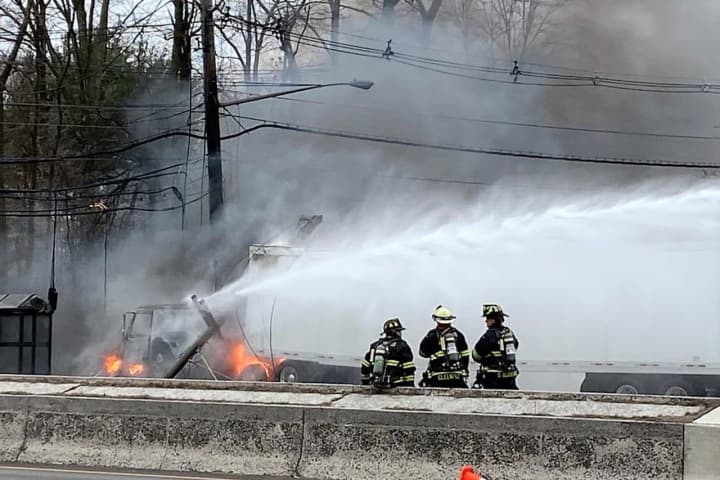 Trucker Escapes Burning Wreck, Downed Wires Close Route 17 Both Ways In Paramus