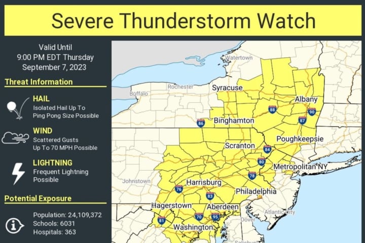 Severe Thunderstorm Watch In Effect For Much Of Region