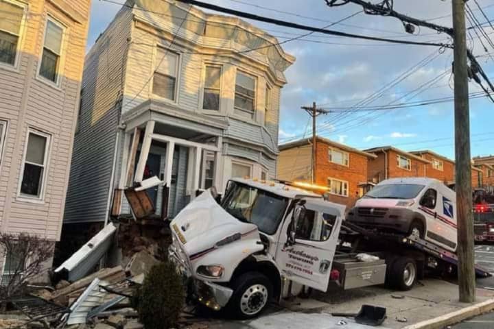 Downhill Tow Truck Slams Into North Bergen Home