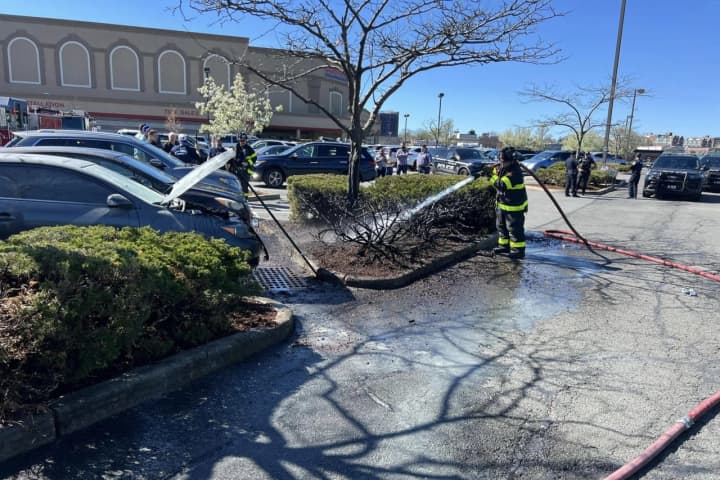 Brush Fire Reaches Car In Costco Parking Lot In Westchester
