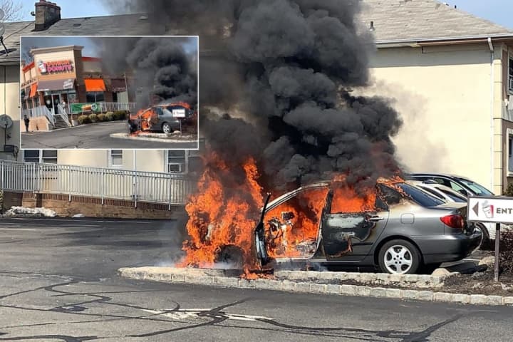 PHOTOS: Car Goes Up In Flames At Lodi Dunkin' Donuts