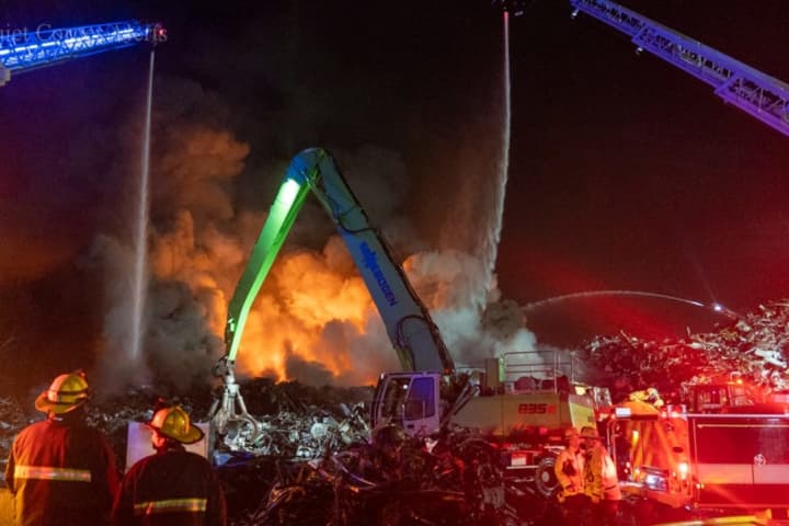 Worcester Firefighters Battle Blaze For Hours At Recycling Center