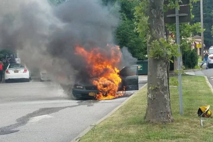 Photos: Car Bursts Into Flames On Route 59 In Monsey
