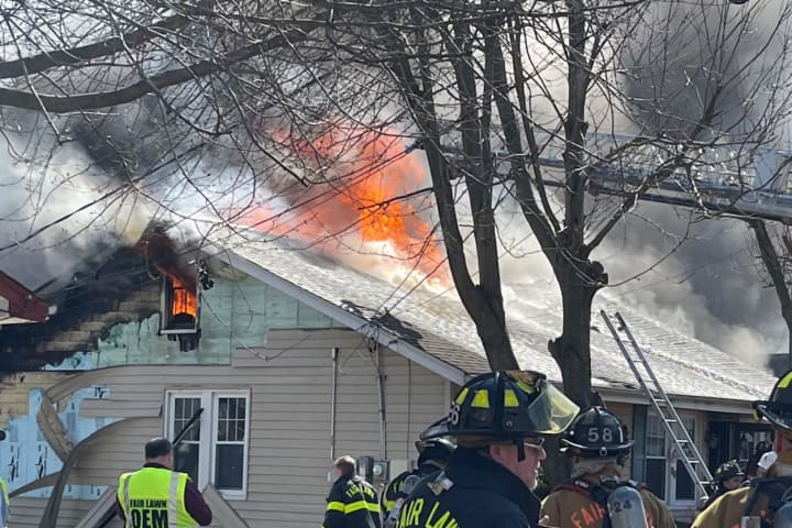 UPDATE (PHOTOS): Fire Blows Through Roof Of Fair Lawn Home