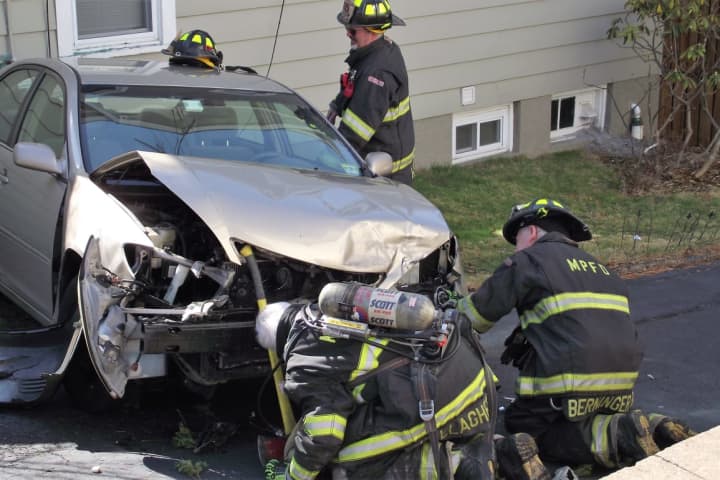 Three-Vehicle Collision Sends Car Crashing Into Midland Park Home