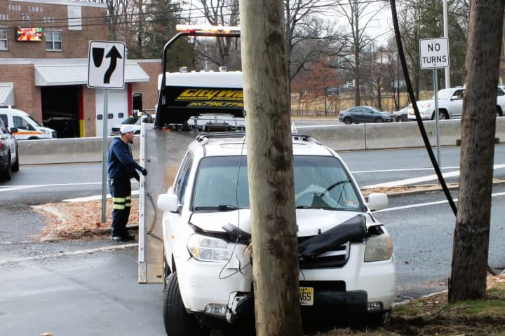 Route 208 Closed More Than Hour After SUV Crash Downs Utility Line