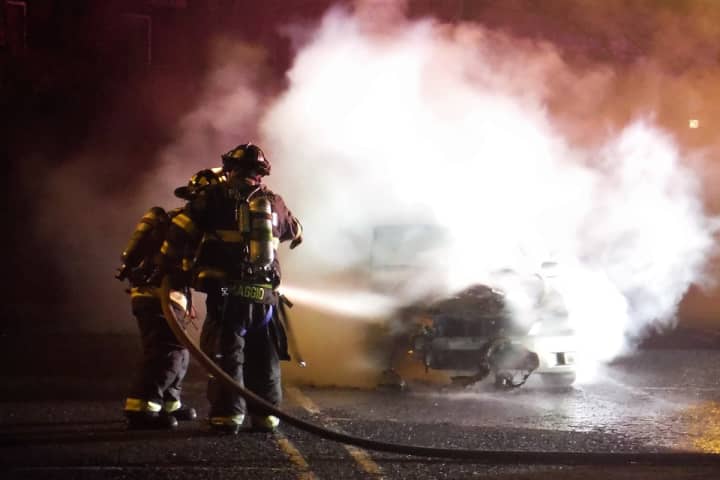 Paramus Firefighters Douse Lexus Blaze Outside Route 17 Stop & Shop