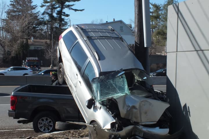 Minivan Lands On Pickup Truck: Three Hospitalized, One Serious After Route 4 Crash