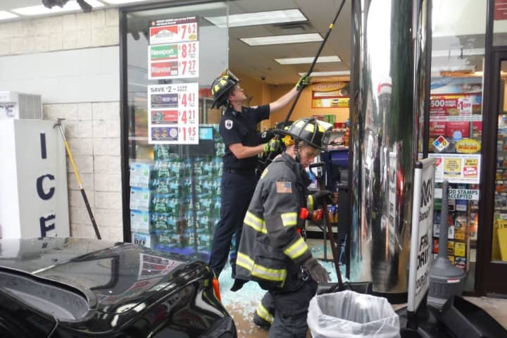 Jeep Crashes Into Ridgewood Service Station Convenience Store