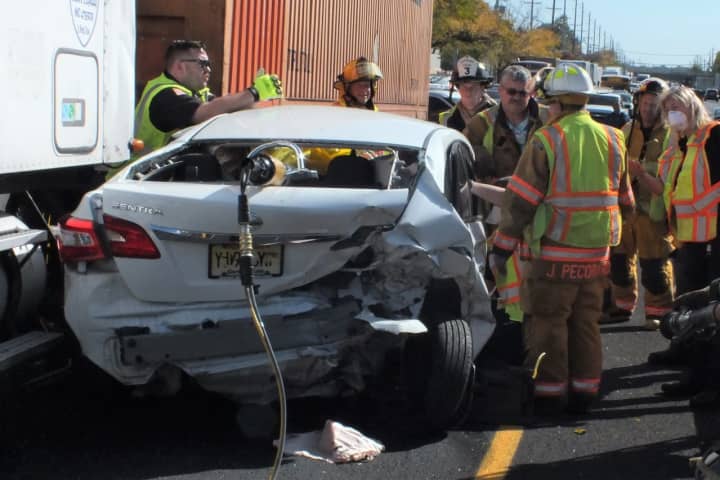 PHOTOS: Lodi Woman, Boy Extricated In Route 17 Crash Involving Tractor-Trailer, Sedans, Pickup