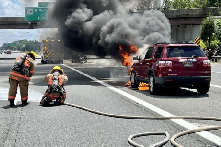 Vehicle Catches Fire In The Middle Of Montgomery County Highway
