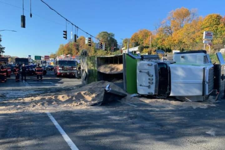 Road Reopens After Construction Vehicle Overturns In Westchester County