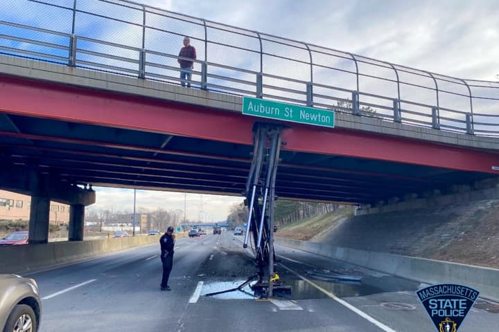 Damage Control: Crews Assess Newton Bridge After Truck Barely Scrapes By