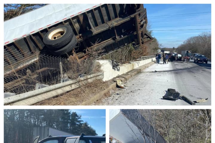 Truck Left Dangling From Bridge Following Crash On I-495 In Harvard