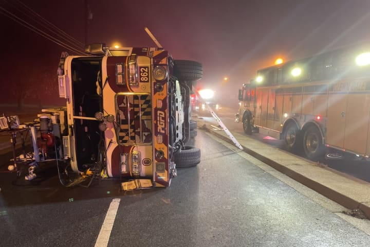 Six Firefighters Released From Hospital After Overturning Truck In Maryland