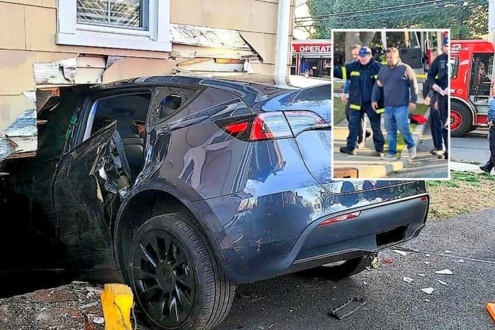 BAM! Drunk Driver Plows Tesla Halfway Into Bergen Basement