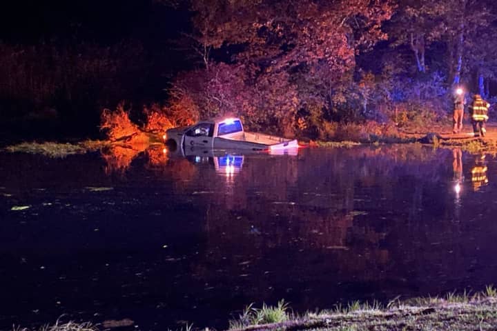 Sandy Hook Man Rescued After Crashing Pick Up Truck
