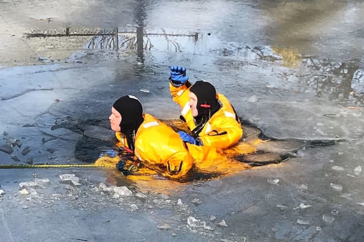 PHOTOS: Ridgefield Firefighters Brave Frigid Waters To Hone Skills