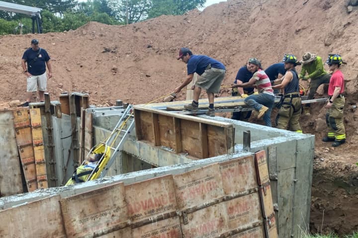 RESCUE: Firefighters, Colleagues Remove Concrete Worker Who Fell Into Open Fair Lawn Foundation