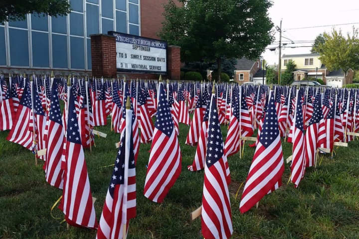 PHOTOS: Lyndhurst Students Turn HS Lawn Into 9/11 Memorial Tribute