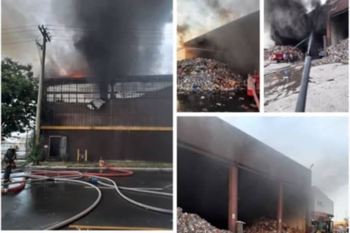 Two Firefighters Fall From Loading Dock In Newark Recycling Center Fire