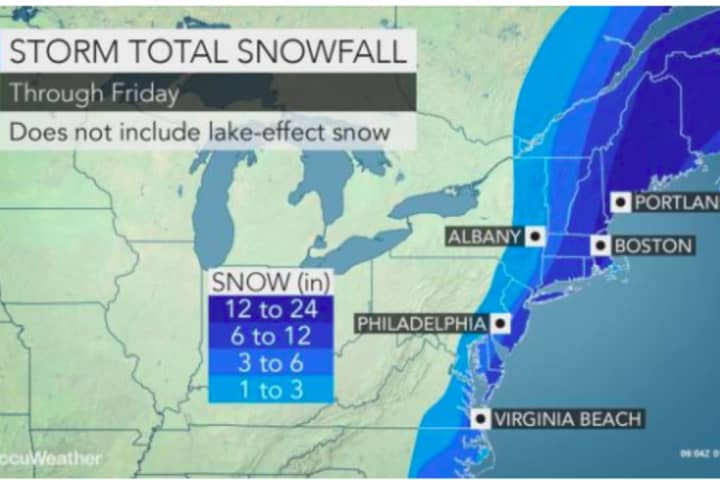 Projected Snowfall Totals Updated As Nor'easter Arrives