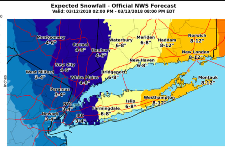 Latest Snowfall Projections Show Higher Amounts For Parts Of Area