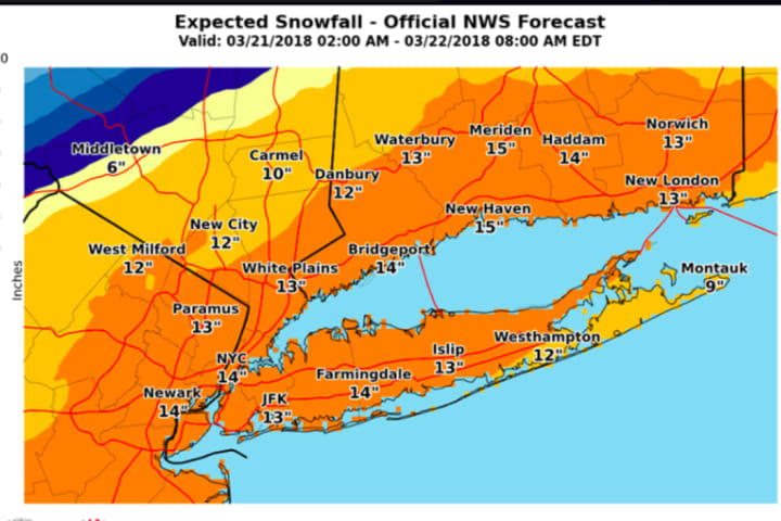 Projected Snowfall Totals Increase As Fourth Nor'easter Nears