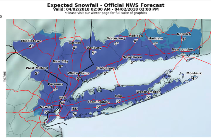 Latest Snowfall Totals Released For Storm That Will Sweep Through Area