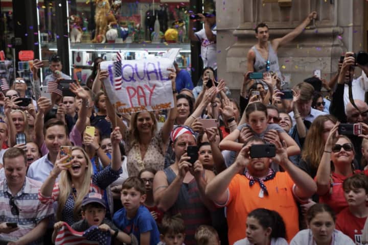 Cuomo Signs Equal Pay Law At Champion USA Women's Soccer Team's NYC Canyon Of Heroes Parade